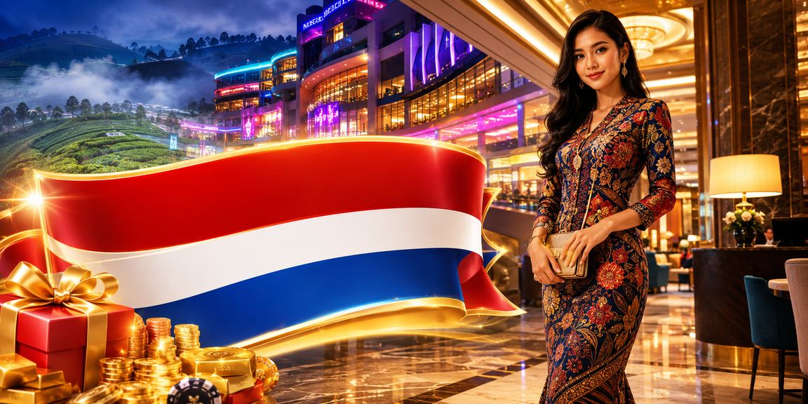 Suasana kasino hiburan Malaysia dengan corak batik mewah dan permainan interaktif